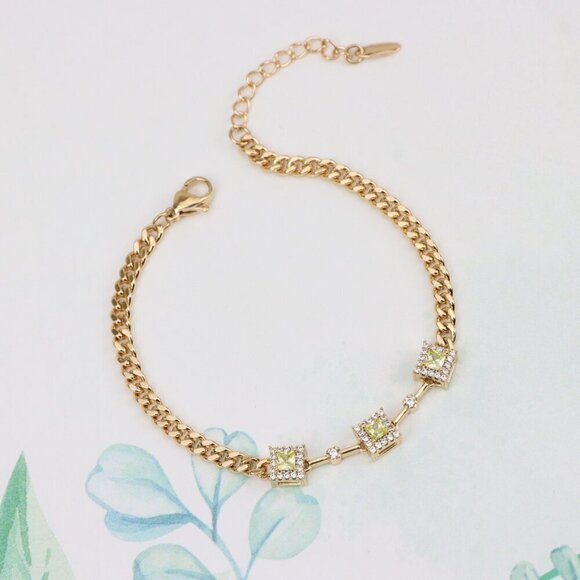 "Elegant Rose Gold Bracelet with Green Stone Accents, XPBL0841 - Picture 8 of 13